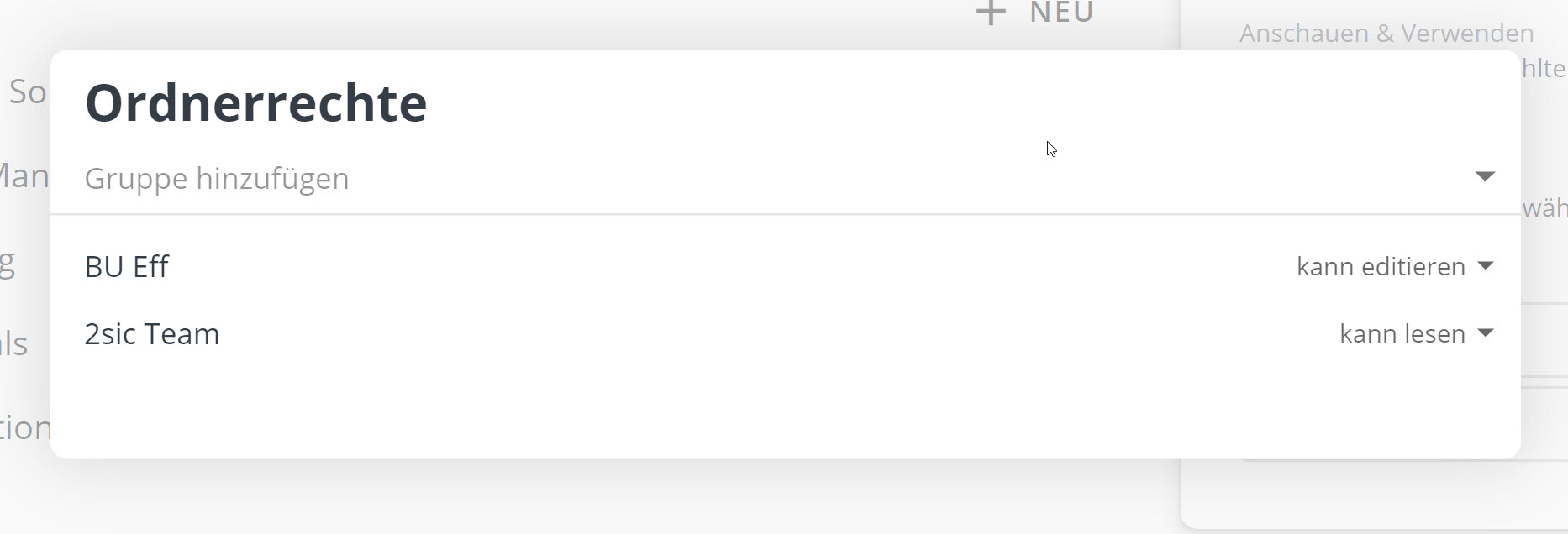 Berechtigungen auf Ordnerstufe